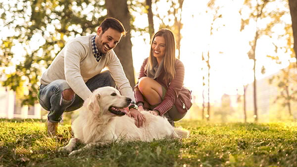 couple with dog